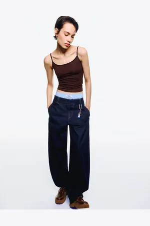 Bershka Baggyhosen-Jeans Im Barrel-Fit Damen 32 Marinenblau
