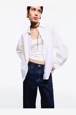 Bershka Oversize-Hemd Mit Weiten Ärmeln Damen Xs Weiss