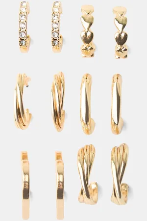 Bershka 6er-Pack Reifohrringe Damen Gold