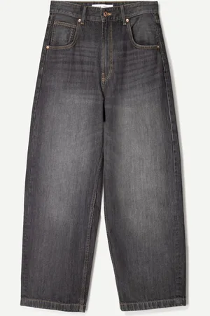 Bershka Super-Baggy-Jeans Herren 32 Dunkelgrau