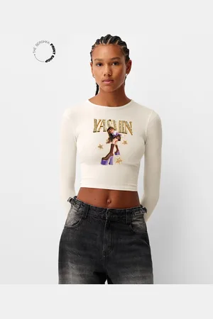 Bershka Langarmshirt Bratz Mit Langen Ärmeln Damen Xs Rohweiß