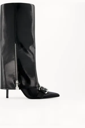 Bershka Absatzstiefel Mit Hosenbein Und Schnallen Damen 35 Schwarz