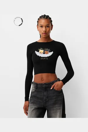 Bershka Langarmshirt Bratz Mit Langen Ärmeln Damen Xs Schwarz