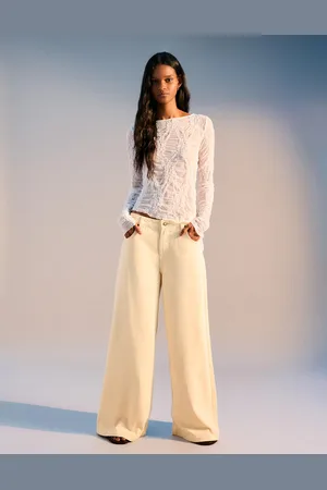 Bershka Wide Leg Hose Damen 10-12 Gelb