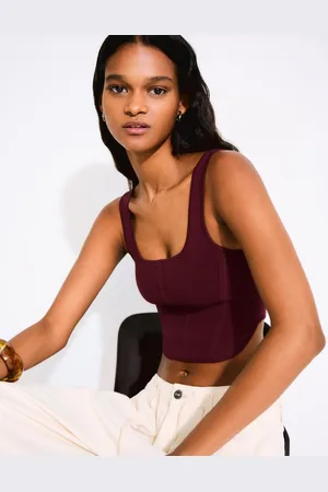 Bershka Trägertop Im Korsett-Stil Damen Xs Granatrot