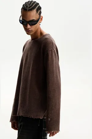 Bershka Langärmeliges Shirt Mit Mesh Herren Xs Braun