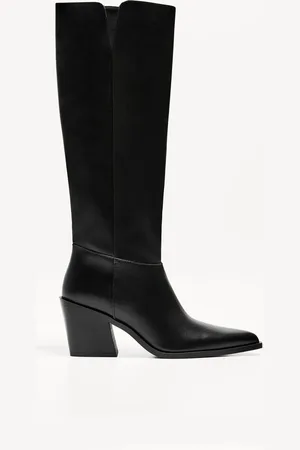 Bershka Absatzstiefel Im Cowboylook Damen 35 Schwarz