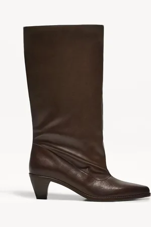 Bershka Absatzstiefel Mit Breitem Schaft Damen 37 Braun