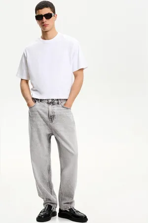 Bershka Loose Fit Jeans Herren 32 Grau