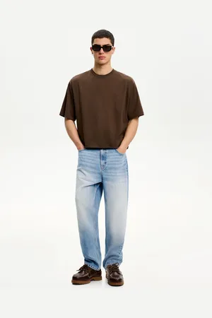 Bershka Loose Fit Jeans Herren 32 Ausgewaschenes Blau