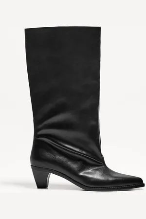 Bershka Absatzstiefel Mit Breitem Schaft Damen 35 Schwarz