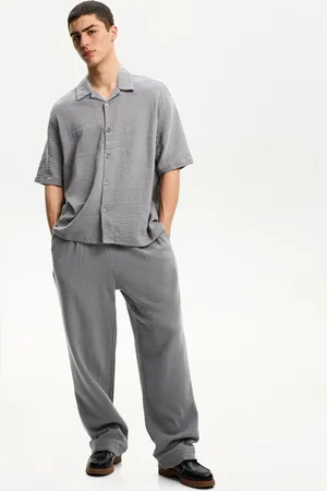 Bershka Wide-Leg-Hose Aus Crêpe Herren Xs Dunkelgrau
