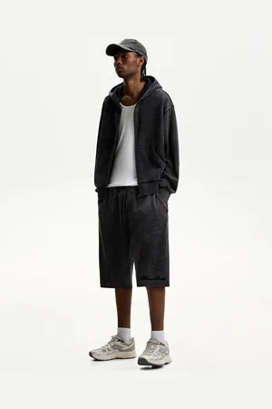 Bershka Baggy-Bermudas Mit Patentmuster Herren Xs Grau