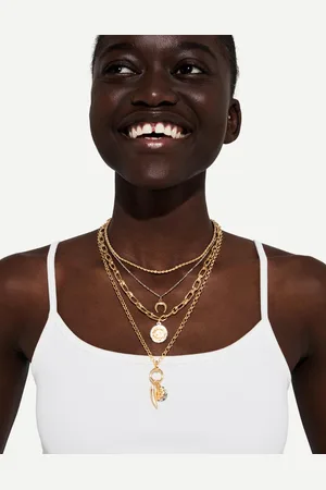 Bershka 3er-Pack Halsketten Mit Anhängern Damen Gold