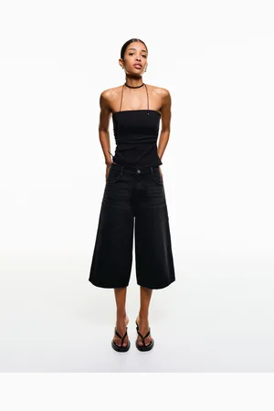Bershka Baggy Denim-Jort-Bermudas Damen 32 Schwarz