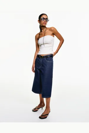 Bershka Baggy Denim-Jort-Bermudas Damen 10-12 Marinenblau