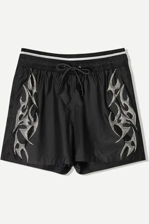 Bershka Badeshorts Mit Doppeltem Bund Und Print Herren S Schwarz