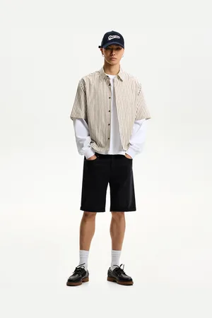 Bershka Jeans-Bermudas Mit Umgeschlagenem Saum Herren 34 Schwarz