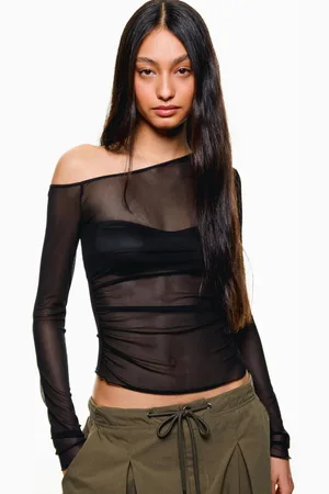 Bershka Langarmshirt Aus Tüll Damen Xs Schwarz