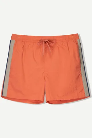 Bershka Badeshorts Im Boxy-Fit Mit Streifen Herren S Orange