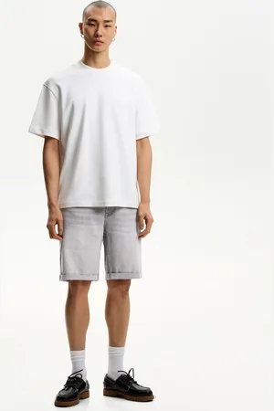 Bershka Jeans-Bermudas Mit Umgeschlagenem Saum Herren 34 Grau