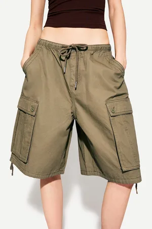 Bershka Cargo-Bermudashorts Damen Xs Khaki