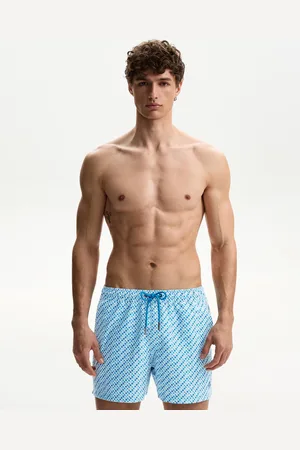 Bershka Badeshorts Mit Rautenprint Herren S Ausgewaschenes Blau