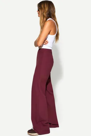 Bershka Wide Leg Tailoring-Hose Damen 32 Granatrot