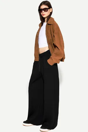 Bershka Soft-Wide-Leg-Hose Damen Xs Schwarz