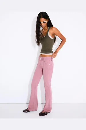 Bershka Bootcut-Jeans Mit Tiefem Bund Damen 10-12 Rot