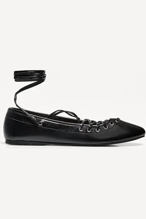 Bershka Ballerinas Mit Schnürung Damen 35 Schwarz
