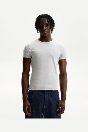 Bershka Geripptes T-Shirt Herren Xs Grau