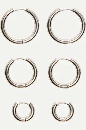 Bershka 6er-Pack Creolen Aus Stahl Herren Silber