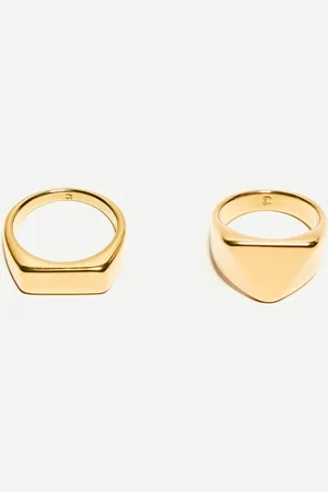 Bershka 2er-Pack Ringe Aus Stahl Herren M Gold