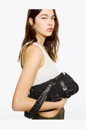 Bershka Crossbody Bag Mit Animalprint Damen Schwarz