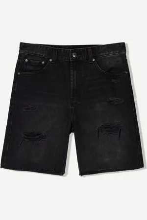 Bershka Jeans-Bermudashorts Mit Rissen Herren 32 Schwarz