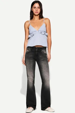 Bershka Low Waist Bootcut-Jeans Damen 10-12 Schwarz