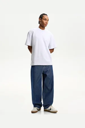 Bershka Super-Baggy-Jeans Herren 32 Marinenblau
