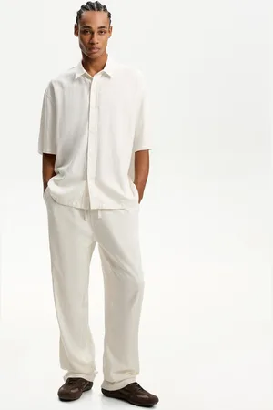Bershka Wide-Leg-Hose Im Jogginghosen-Stil Mit Leinen Herren Xs Weiss