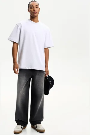 Bershka Super-Baggy-Jeans Herren 32 Schwarz