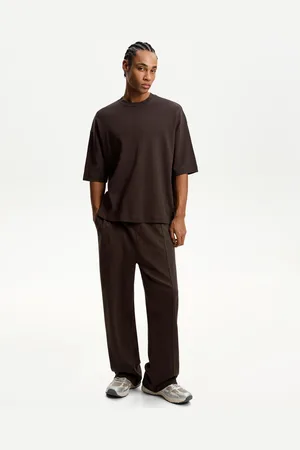 Bershka Wide-Leg-Hose Herren Xs Braun