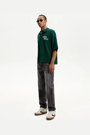 Bershka Straight Fit Jeans Herren 34 Dunkelgrau