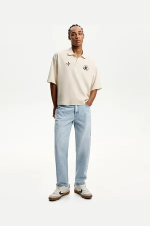 Bershka Straight Fit Jeans Herren 32 Hellblau