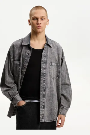 Bershka Oversize-Langarmhemd Herren S Grau