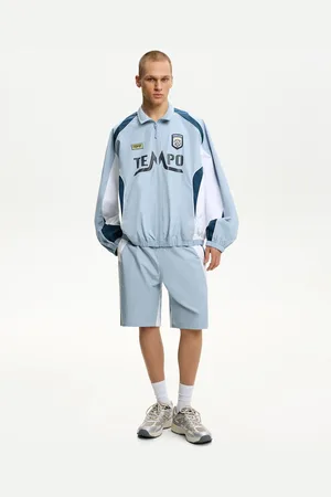 Bershka Jogger-Bermudashorts Aus Funktionsstoff Herren S Blau