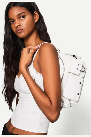 Bershka Multipocket-Schultertasche Damen Grbrochenes Weiss