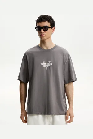 Bershka T-Shirt Mit Print Herren Xs Grau