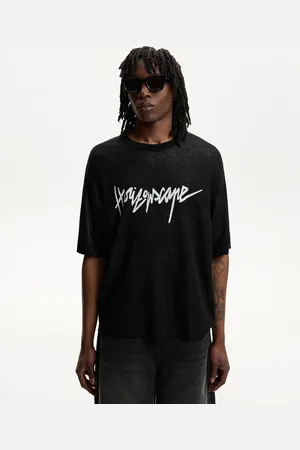 Bershka T-Shirt Im Boxy-Fit Mit Kurzen Ärmeln Und Print Herren Xs Schwarz