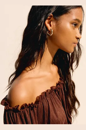 Bershka 3er-Pack Reifohrringe In Perlmuttoptik Mit Blumen Damen Rohweiß