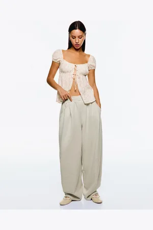 Bershka Weite Maxi-Hose Aus Plüsch Damen Xs Grau
